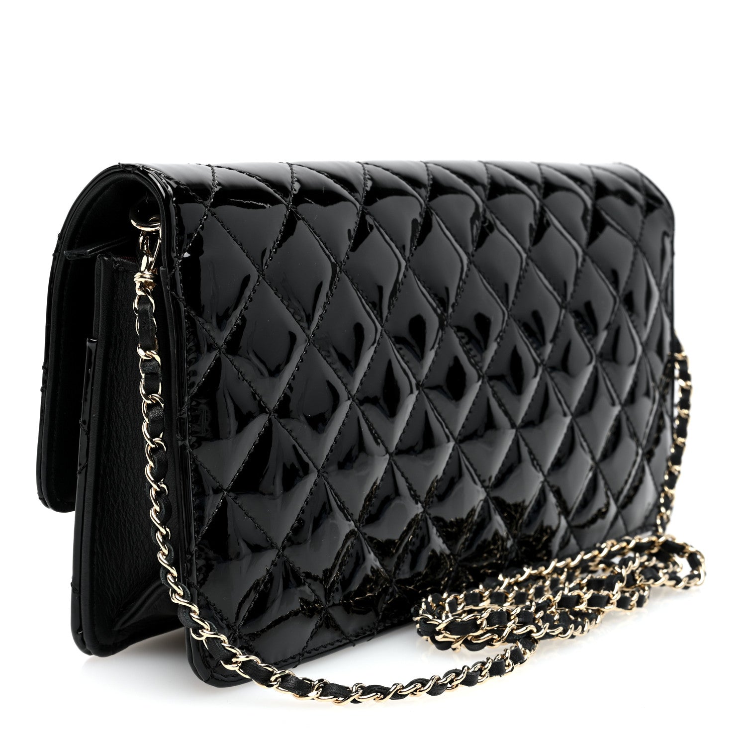 Chanel Patent Quilted Golden Class Wallet on Chain WOC Black 2 of 10