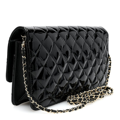 Chanel Patent Quilted Golden Class Wallet on Chain WOC Black 2 of 10