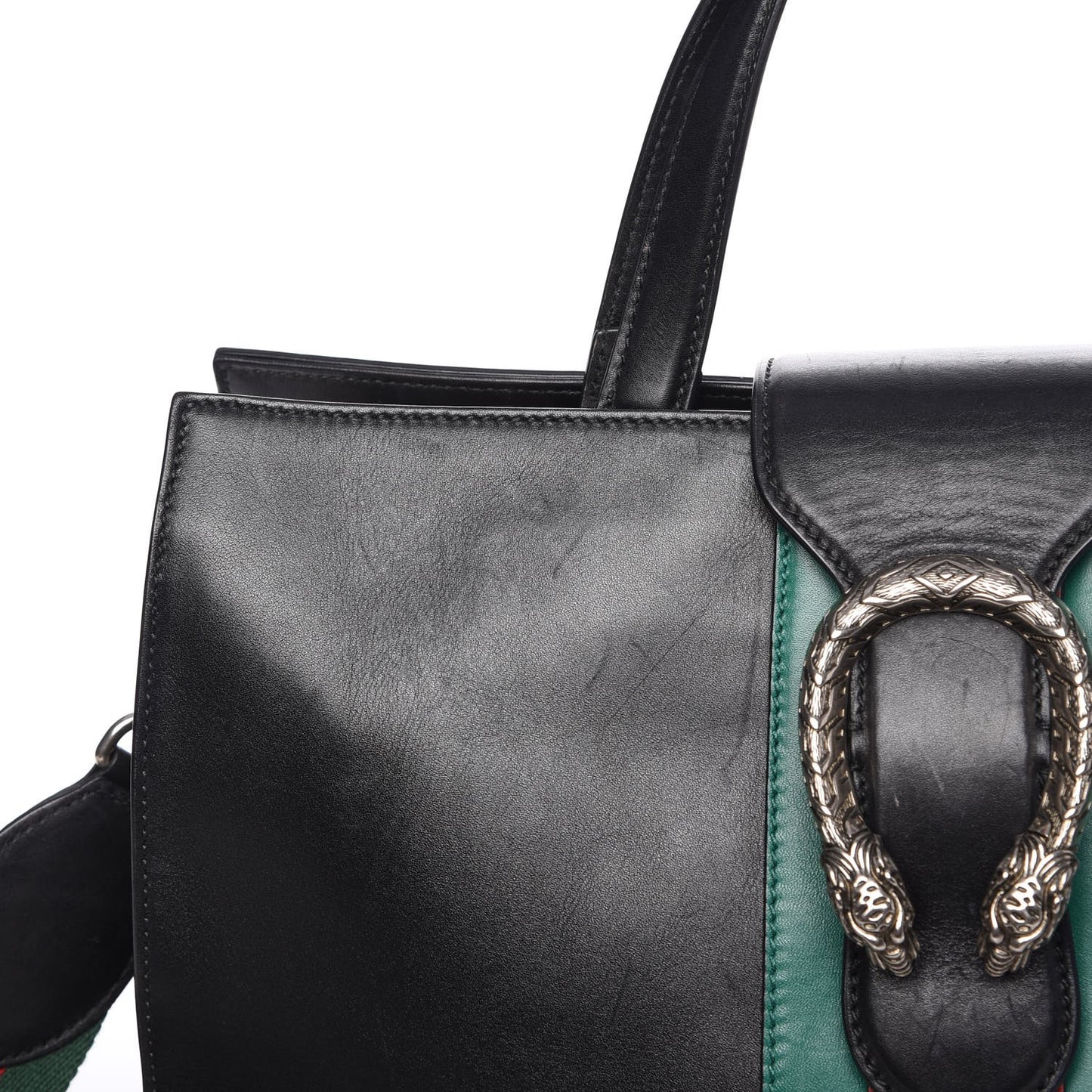 Calfskin Web Stripe Large Dionysus Tote Bag Black