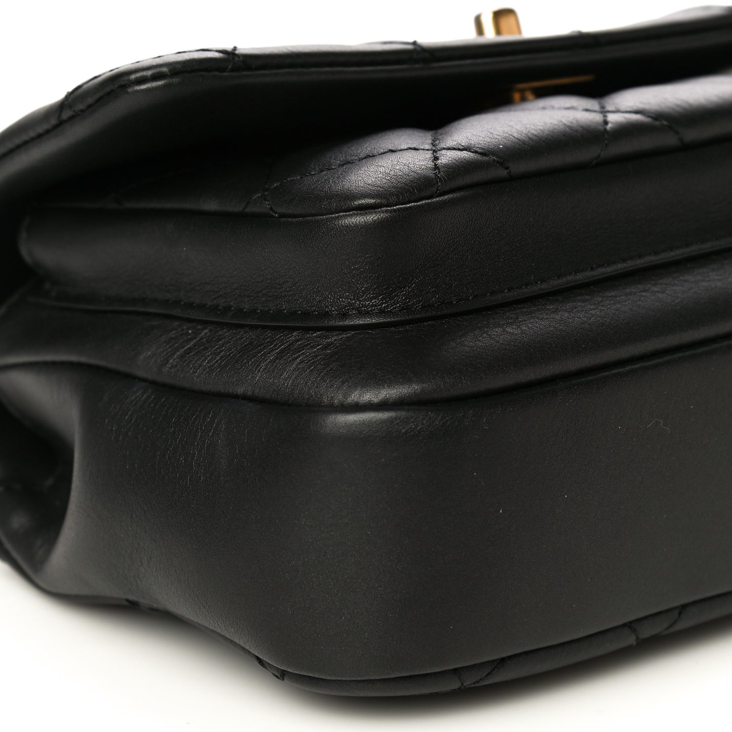 Calfskin Quilted Top Handle Flap Black