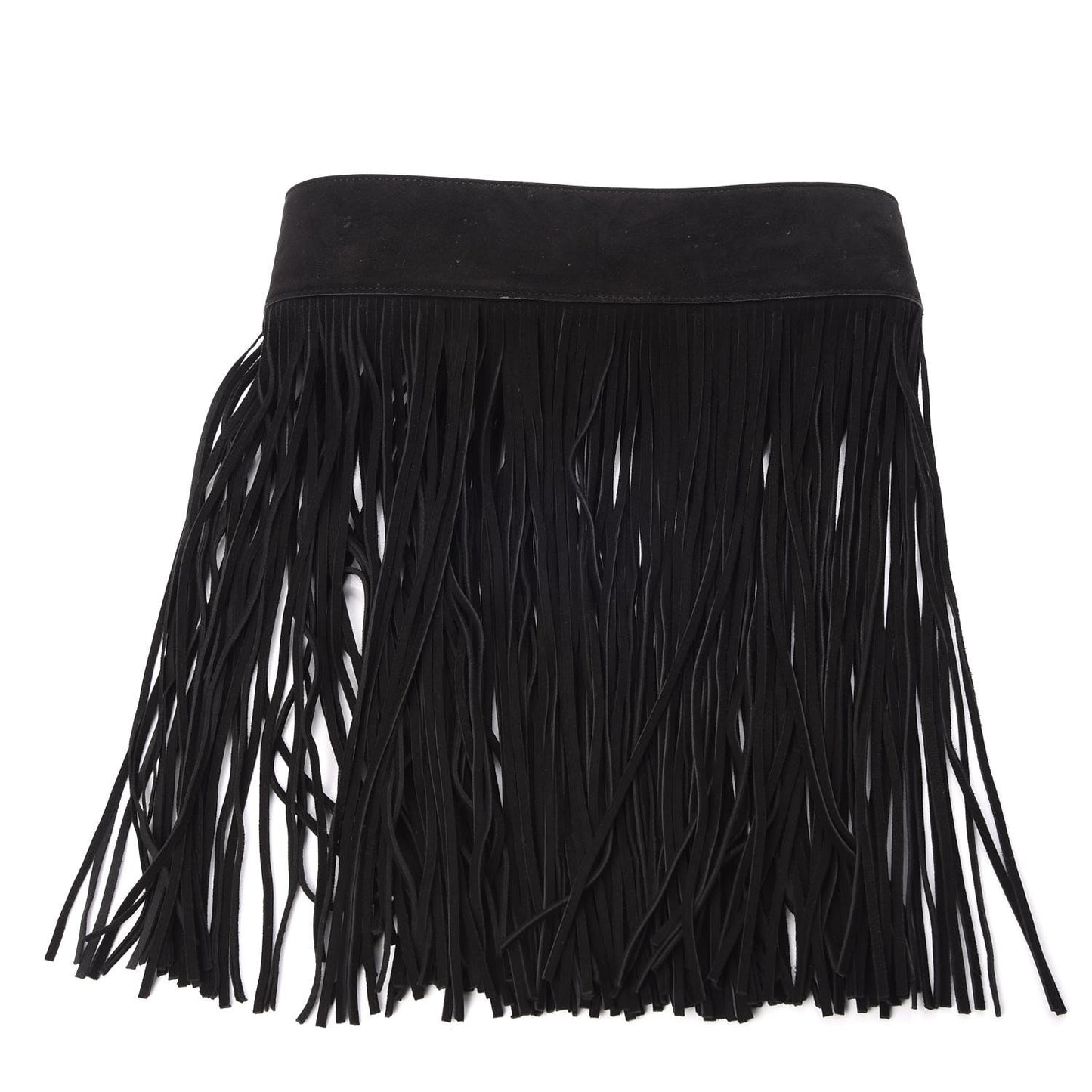 Suede Fringe Skirt Belt 65 Black