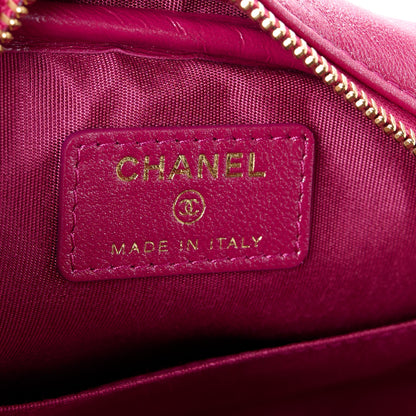 Chanel Iridescent Lambskin Quilted Double Zip Pouch Fuchsia 6 of 10