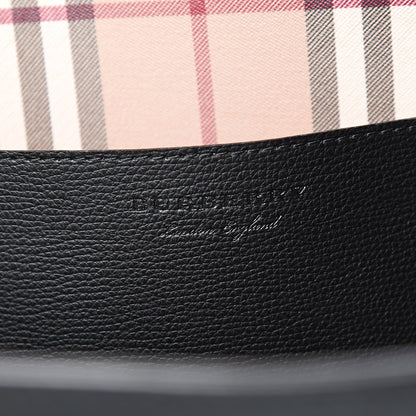 Burberry Grainy Calfskin Haymarket Colours Check Medium Zip Tote Black 6 of 10