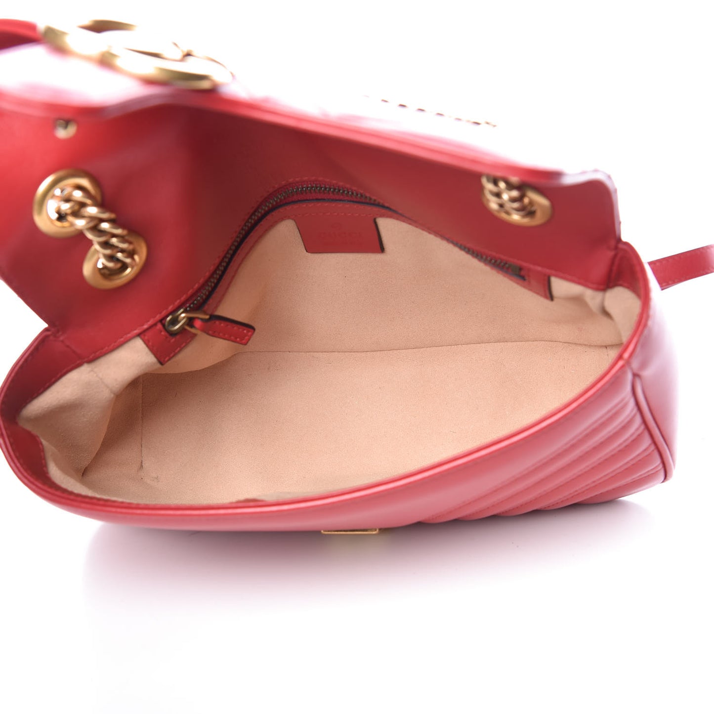 Calfskin Matelasse Small GG Marmont Shoulder Bag Hibiscus Red