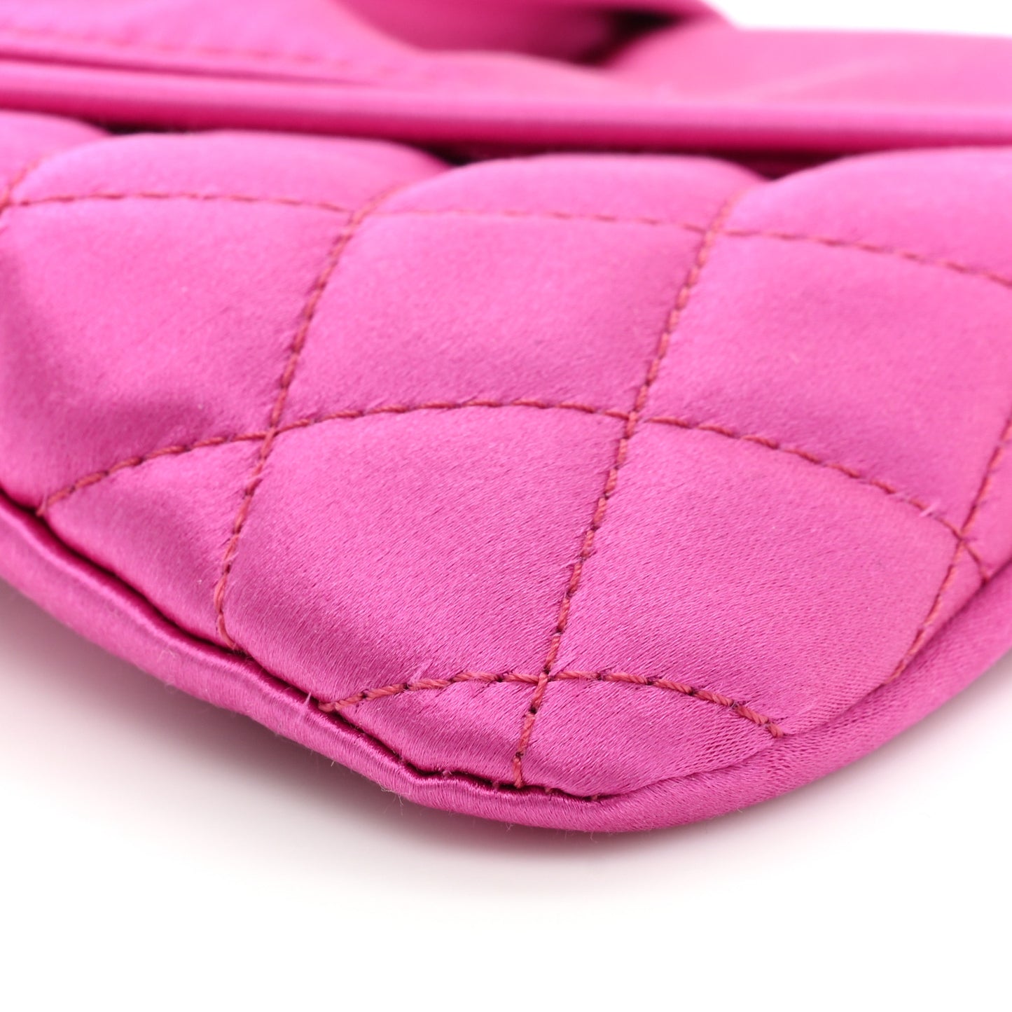 Satin Quilted Flap Clutch Fuchsia