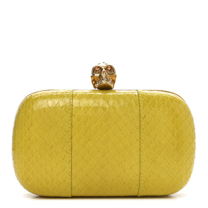 Alexander McQueen Snakeskin Skull Box Clutch Bright Yellow 1 of 10