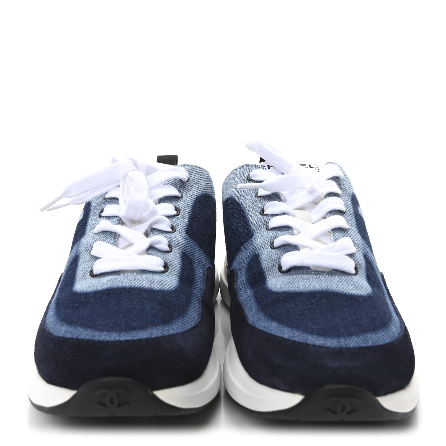 Denim Suede Calfskin Womens CC Sneakers 39 Dark Blue