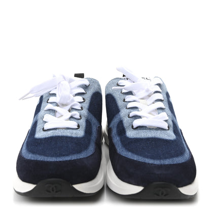 Chanel Denim Suede Calfskin Womens CC Sneakers 39 Dark Blue 3 of 9