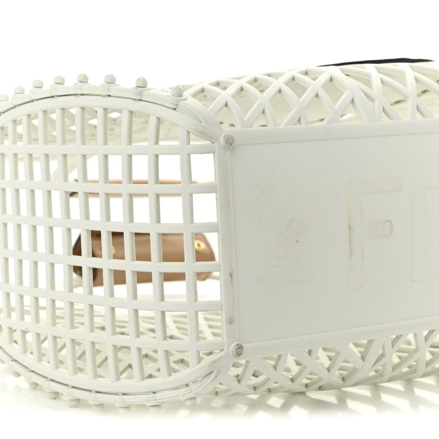 Fendi Recycled Plastic Vitello Liberty Matte Medium Fendi Basket White Ice Miele Scuro 9 of 10