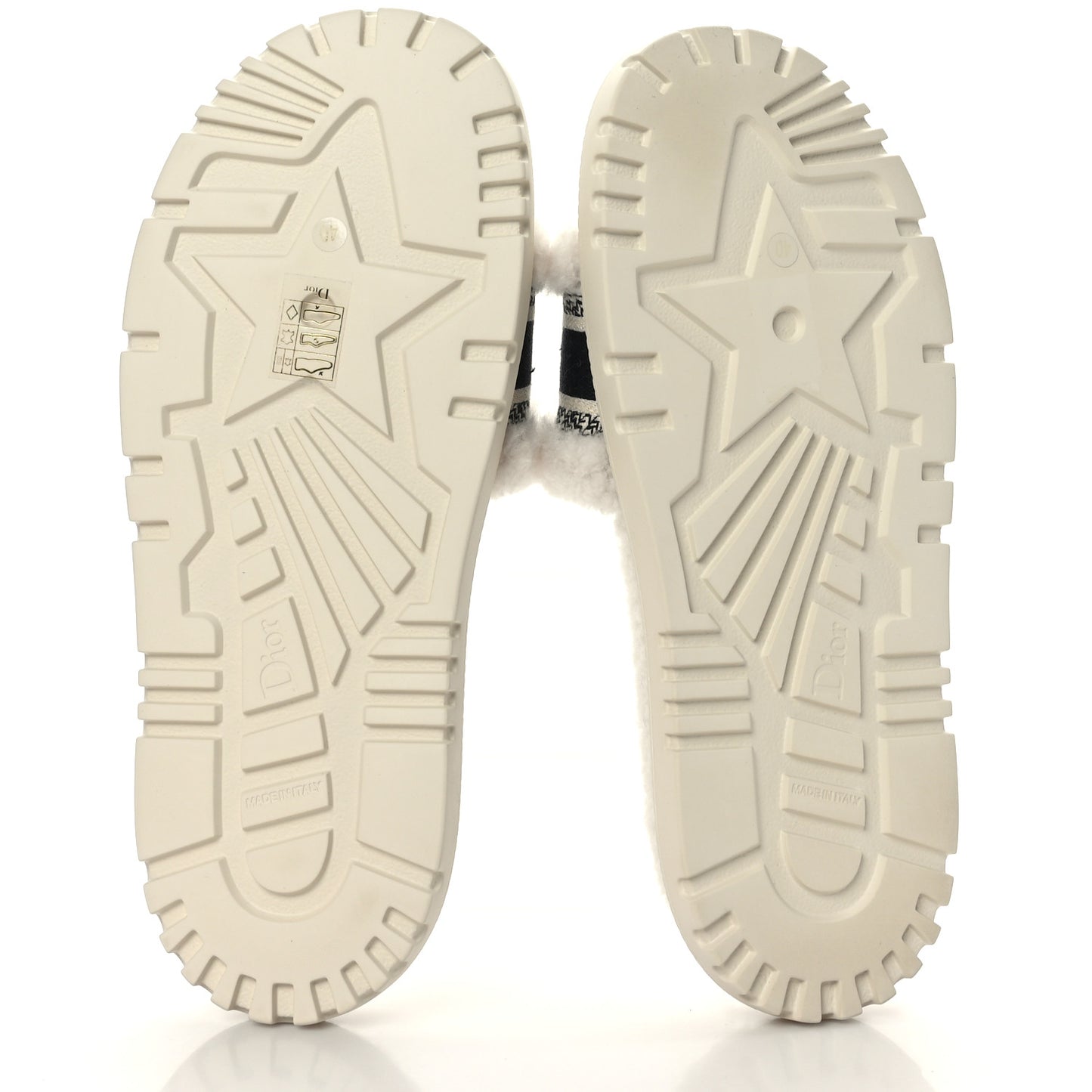 Shearling Canvas Embroidered Dway 10mm Slide Sandals 40 Natural Deep Blue