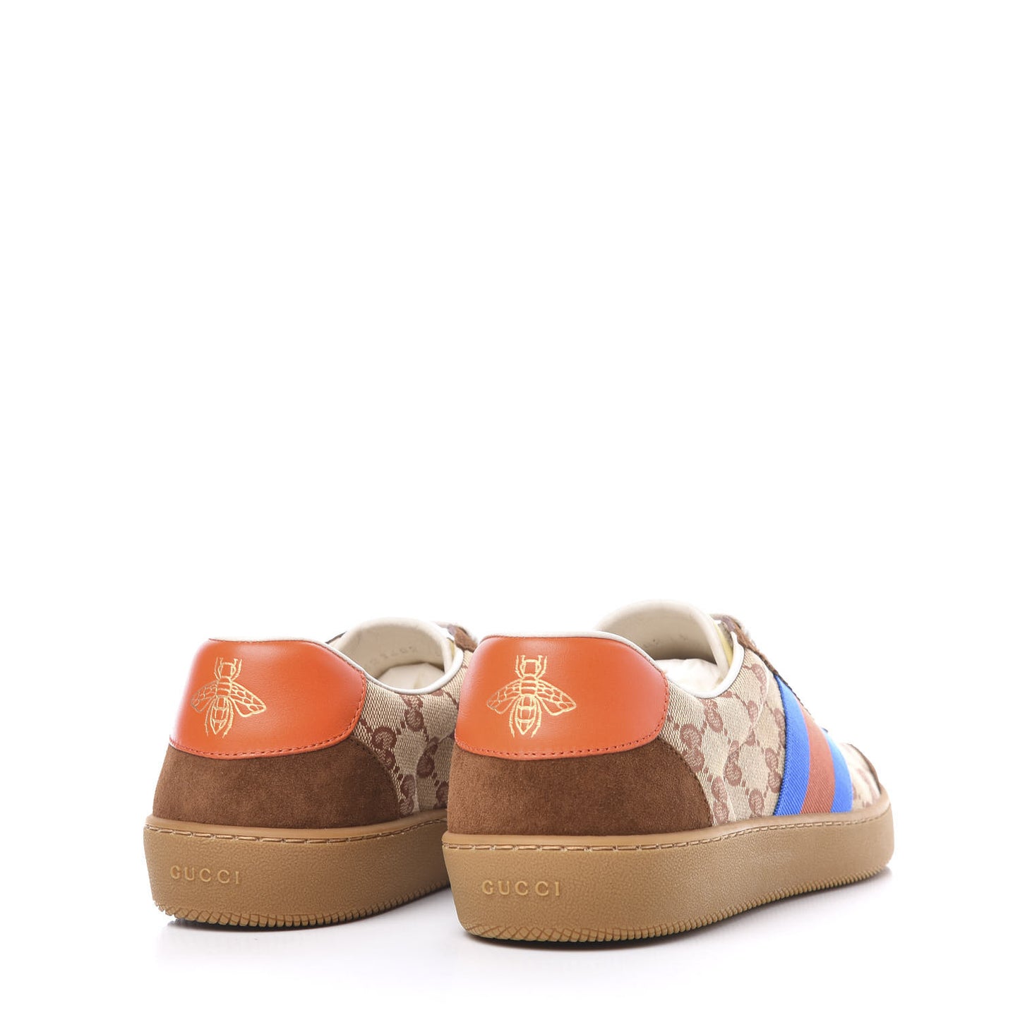GG Monogram Suede Web Mens G74 Sneakers 9 Beige Ruggine Cuir