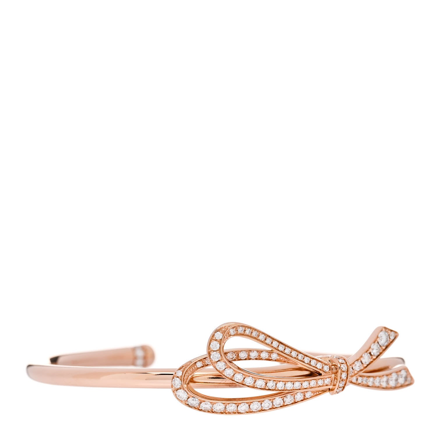 Tiffany 18K Rose Gold Diamond Medium Bow Cuff Bracelet 1 of 4