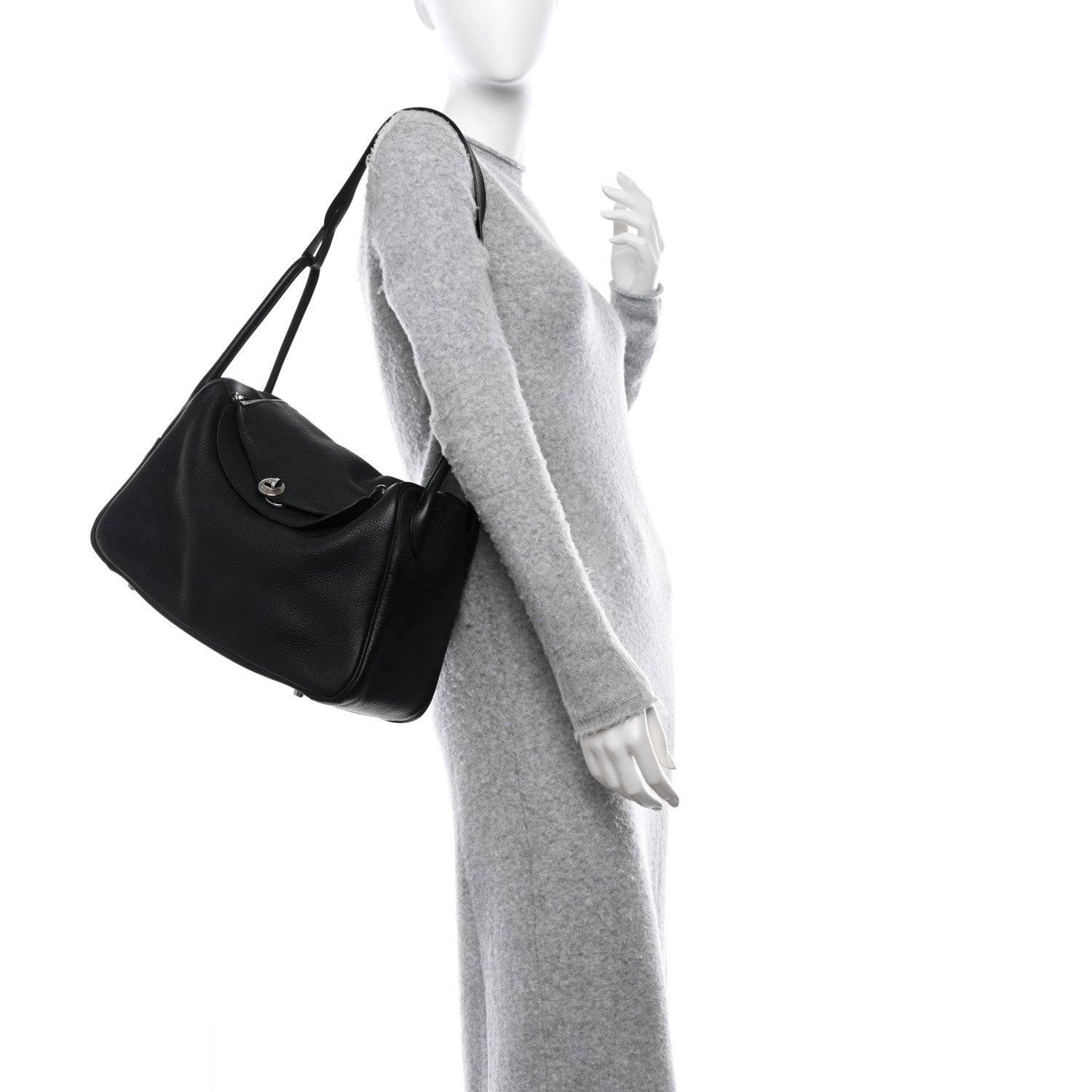 Hermes Taurillon Clemence Lindy 34 Black 2 of 12
