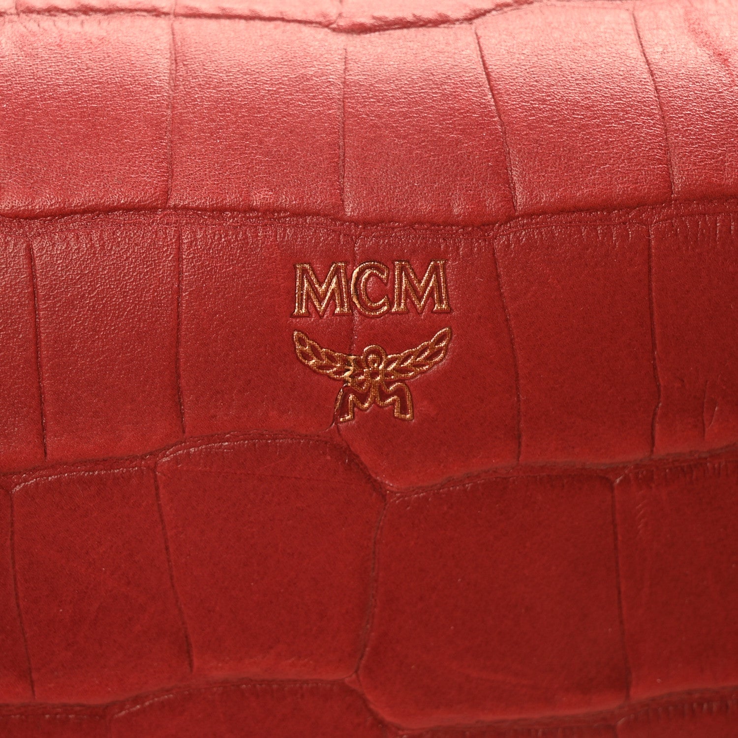 MCM Calfskin Crocodile Embossed Medium Milla Tote Ruby 6 of 10