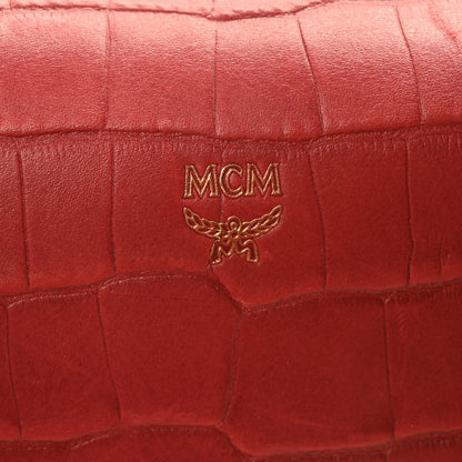 MCM Calfskin Crocodile Embossed Medium Milla Tote Ruby 6 of 10