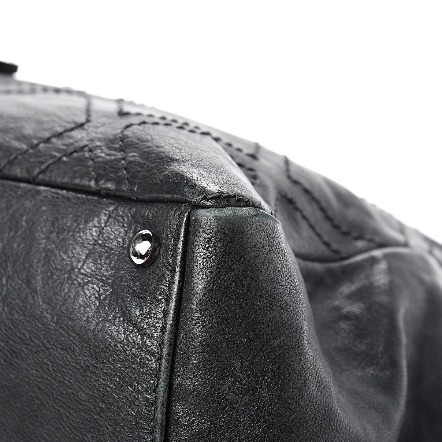 Calfskin Large Diamond Stitch Tote Black