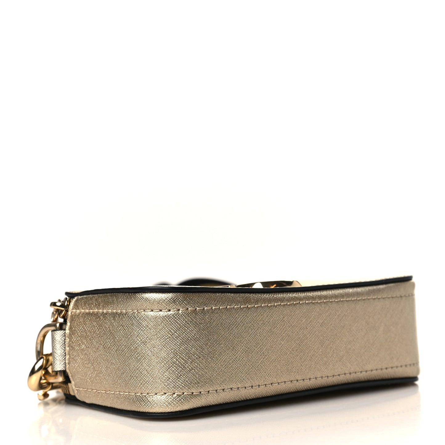 Metallic Saffiano Small Snapshot Camera Bag Silver Gold