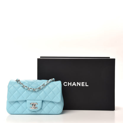 Chanel Lambskin Quilted Mini Rectangular Flap Neon Blue 10 of 10
