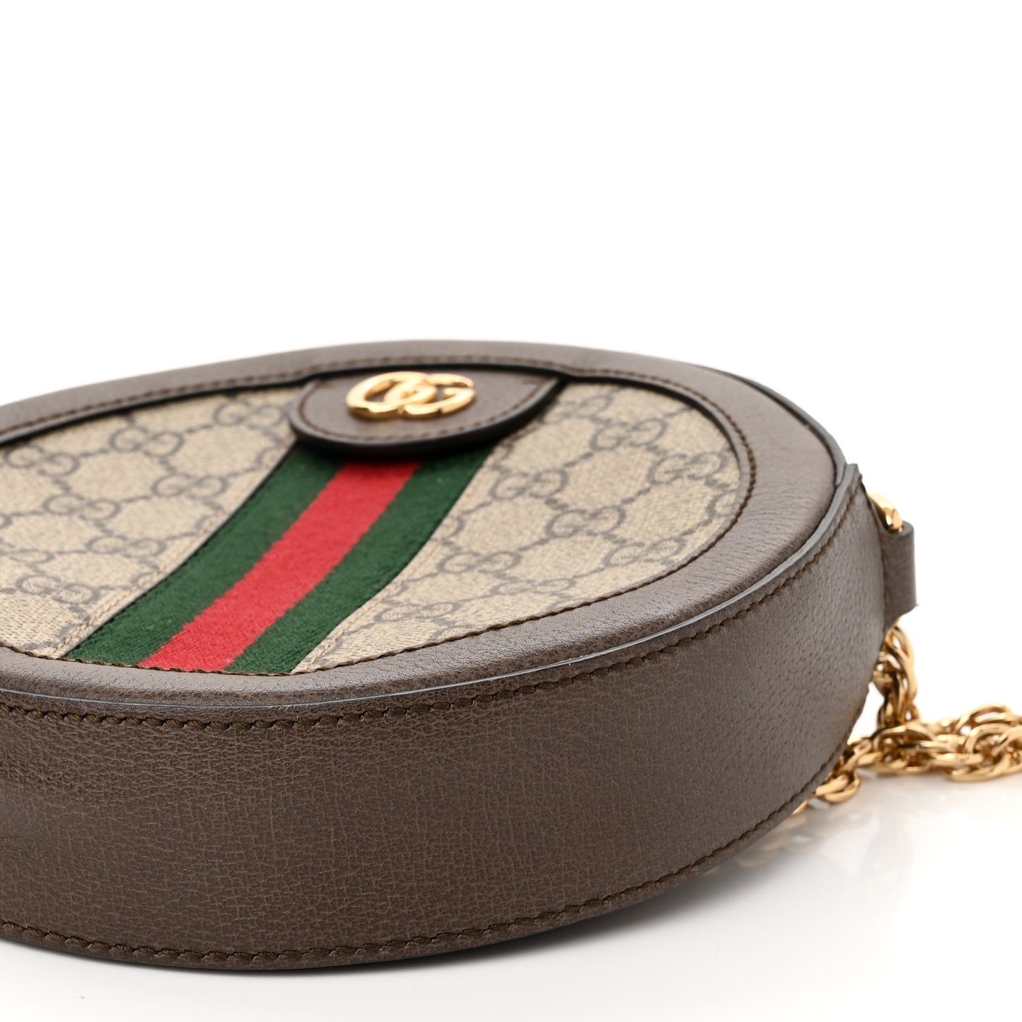 GG Supreme Monogram Web Mini Ophidia Round Shoulder Bag Brown