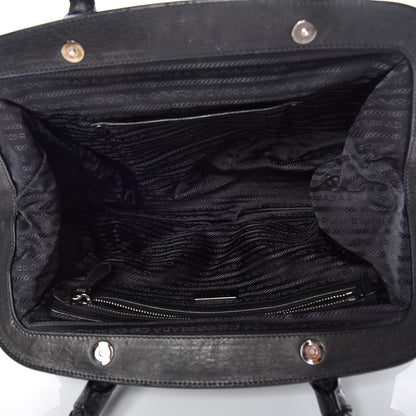 Prada Tessuto Nylon Nappa Braided Gaufre Frame Black 7 of 9