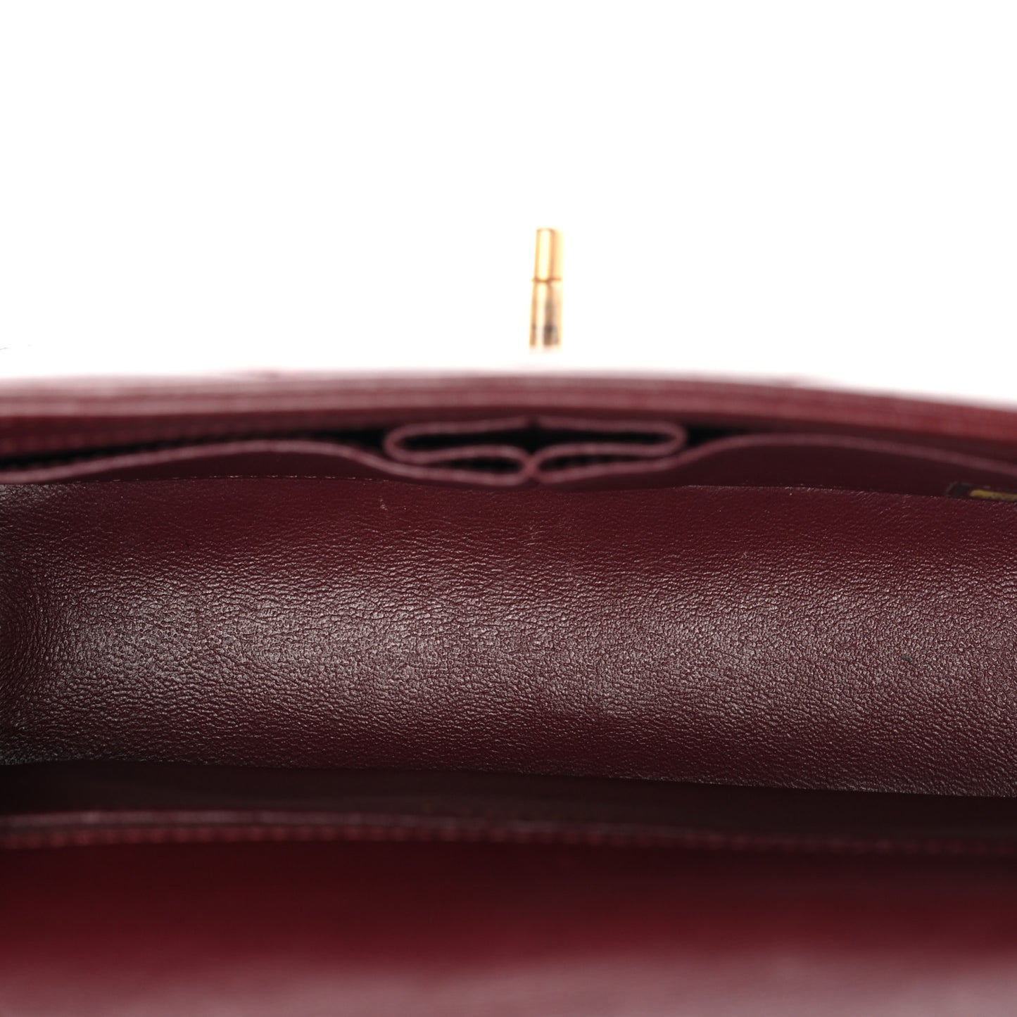 Lambskin Reversed Chevron Quilted Flap Dark Red