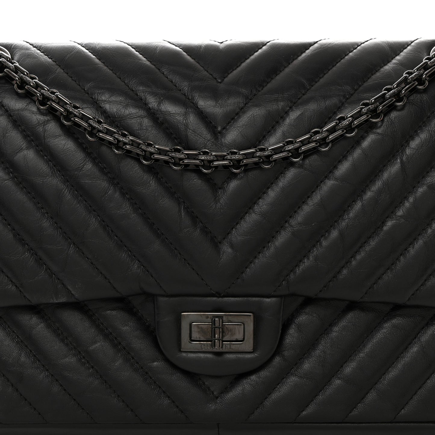 Aged Calfskin Chevron Quilted 2.55 Reissue 226 So Black