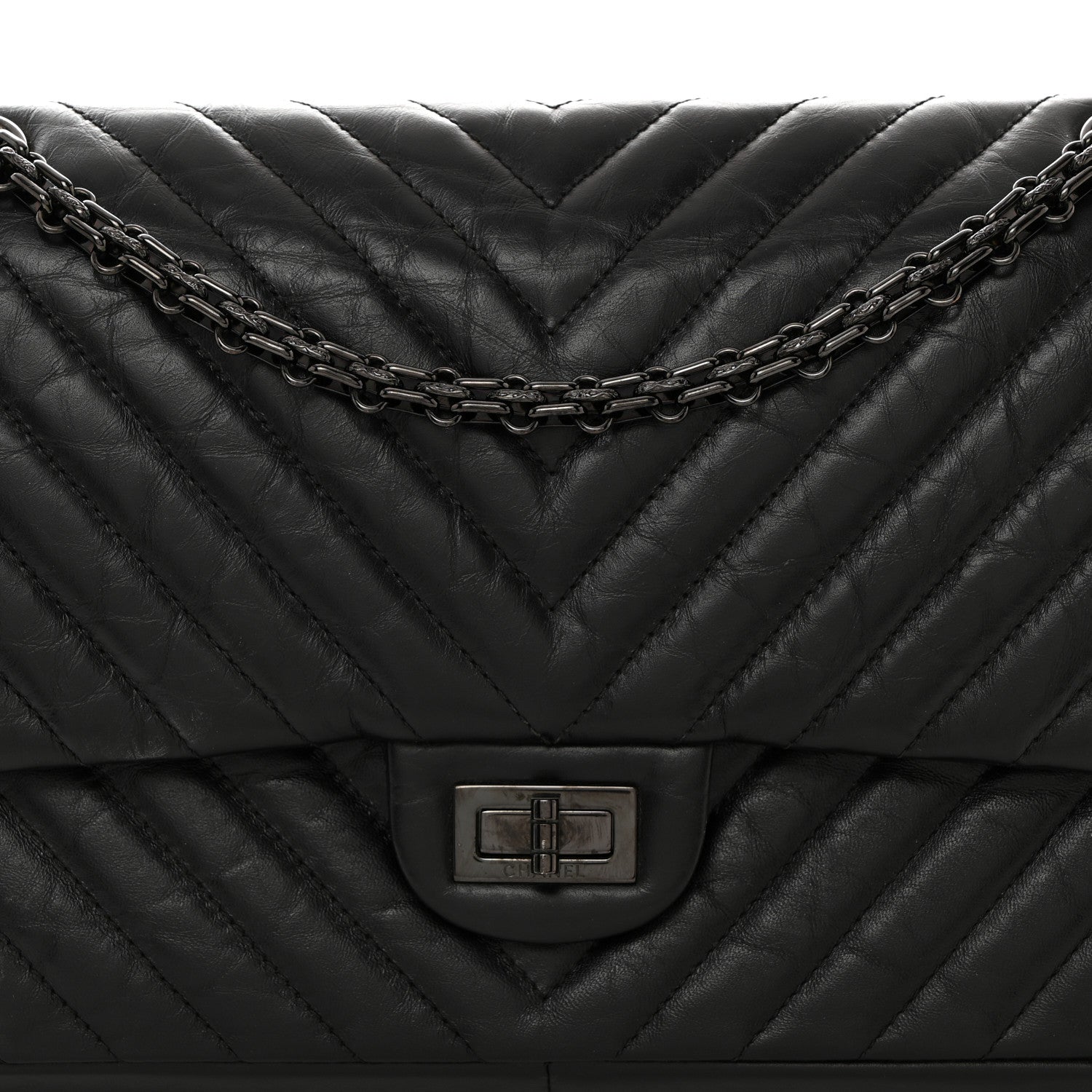 Chanel Aged Calfskin Chevron Quilted 2.55 Reissue 226 So Black 8 of 12