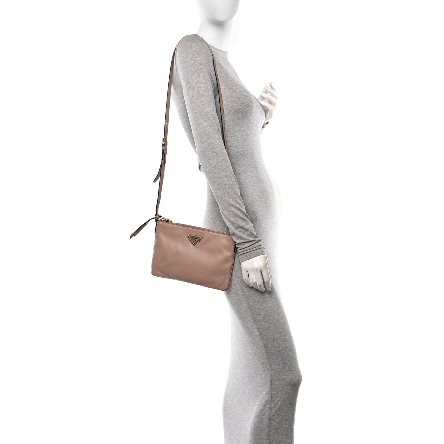 Light Calfskin Triangle Crossbody Cipria