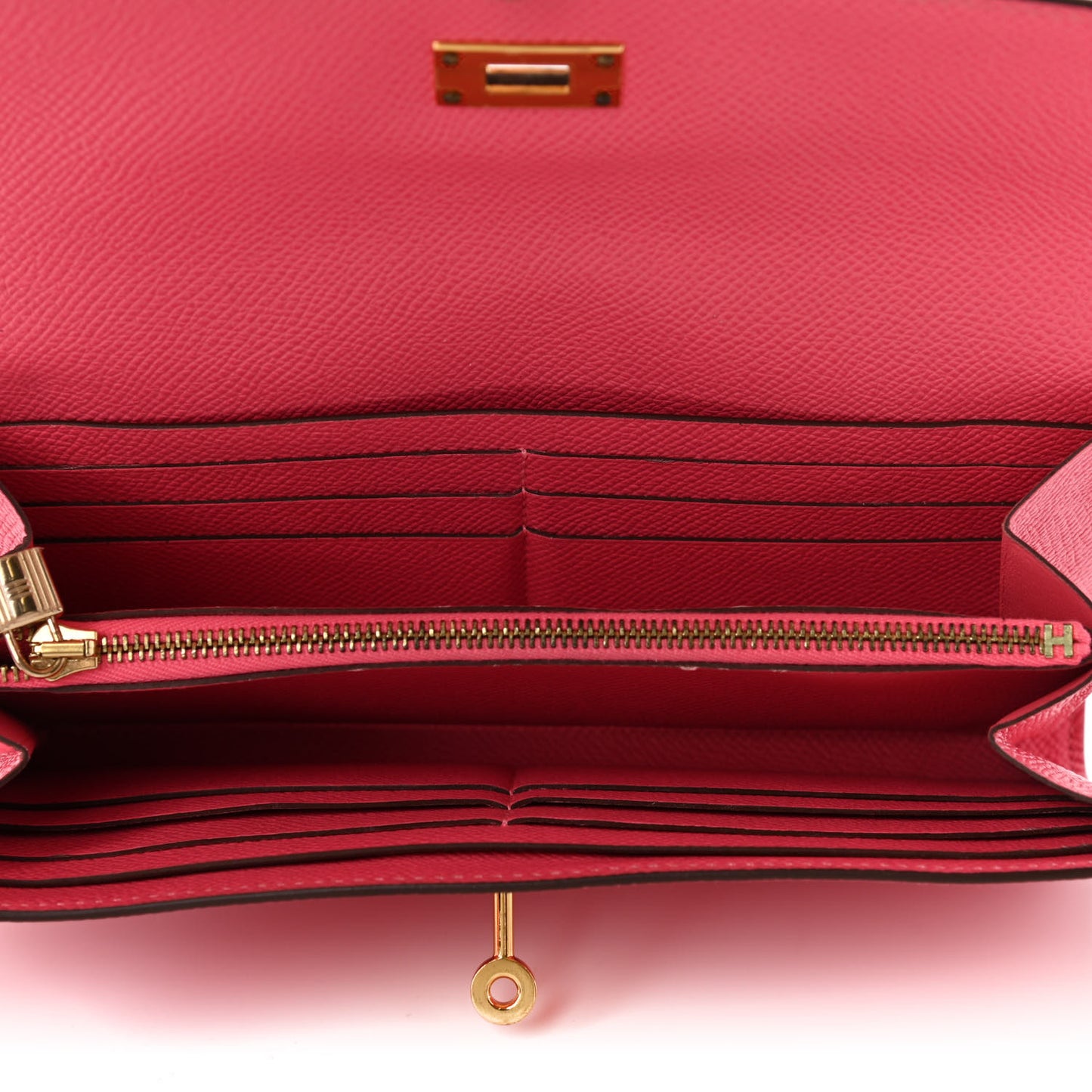 Epsom Kelly Longue Wallet Rose Azalee