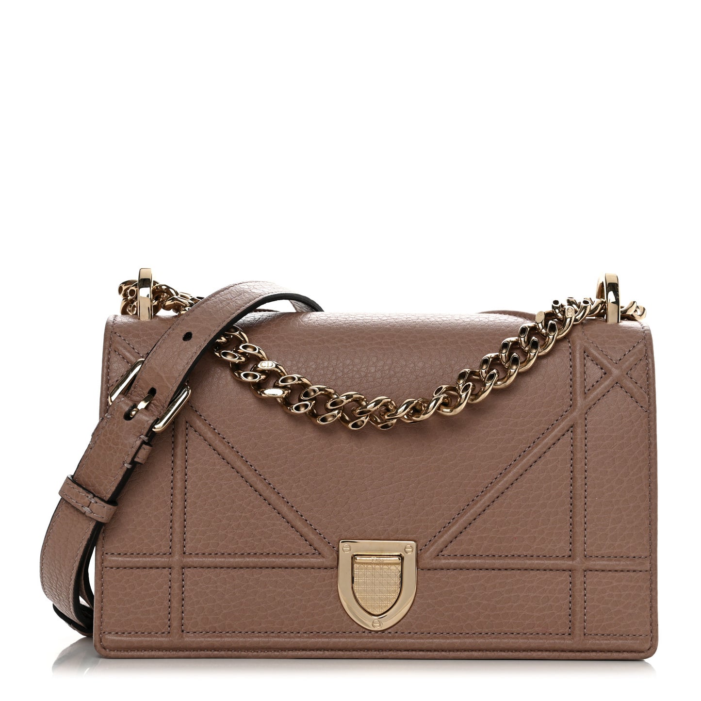 Grained Calfskin Small Diorama Flap Bag Taupe