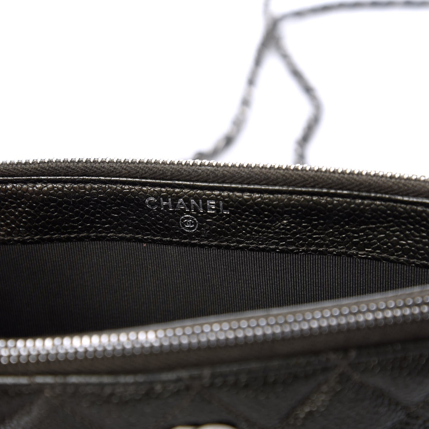 Caviar Quilted Small Clutch With Chain Dark Charcoal