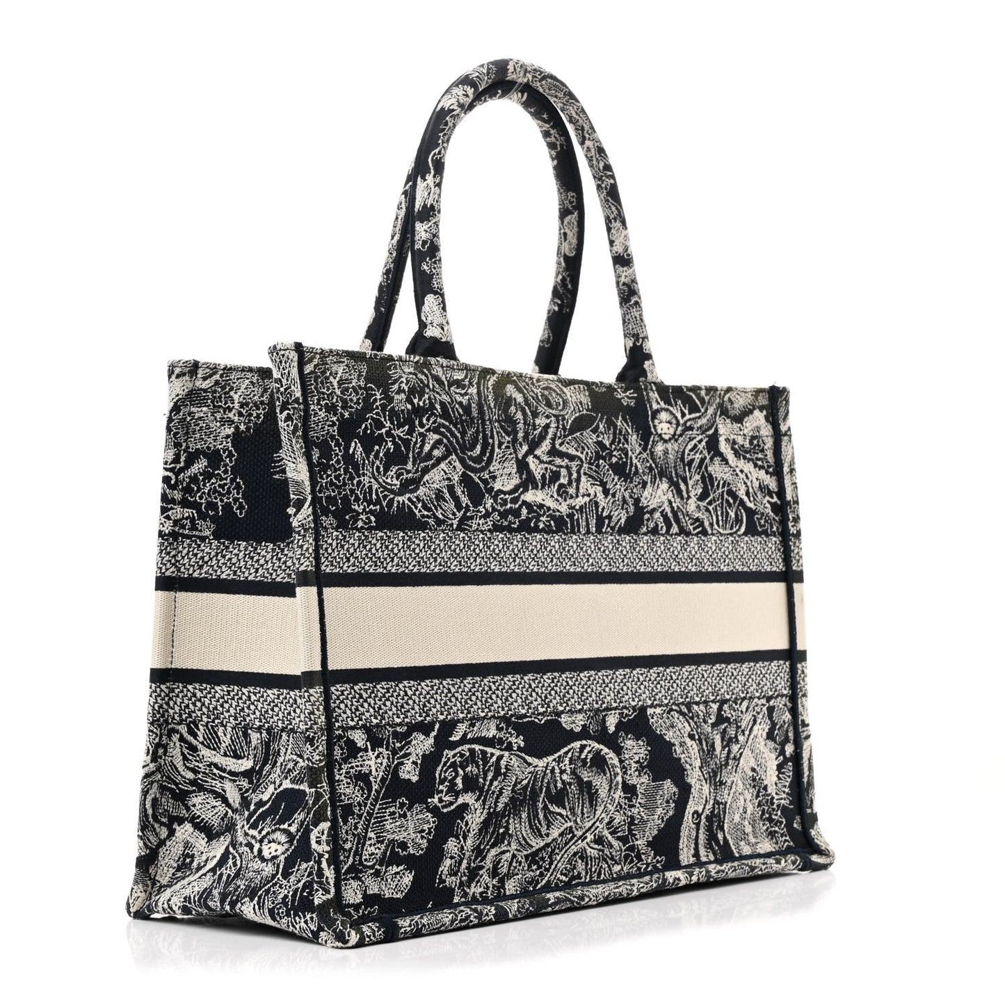 Canvas Embroidered Medium Dioriviera Toile De Jouy Reverse Book Tote Blue