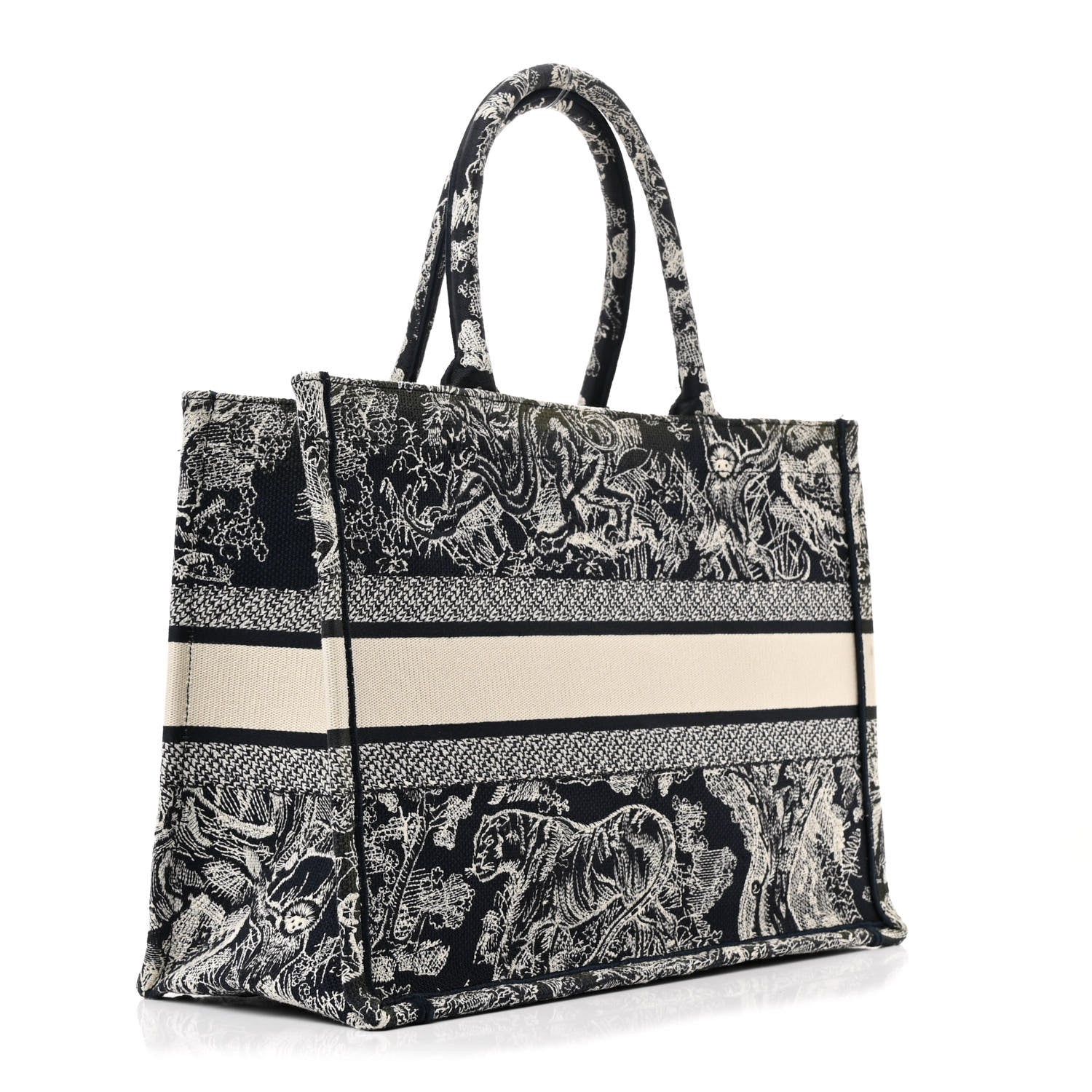 Christian Dior Canvas Embroidered Medium Dioriviera Toile De Jouy Reverse Book Tote Blue 3 of 13