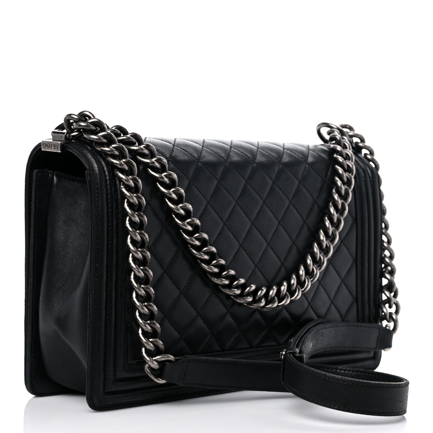 Lambskin Quilted New Medium Boy Flap Black