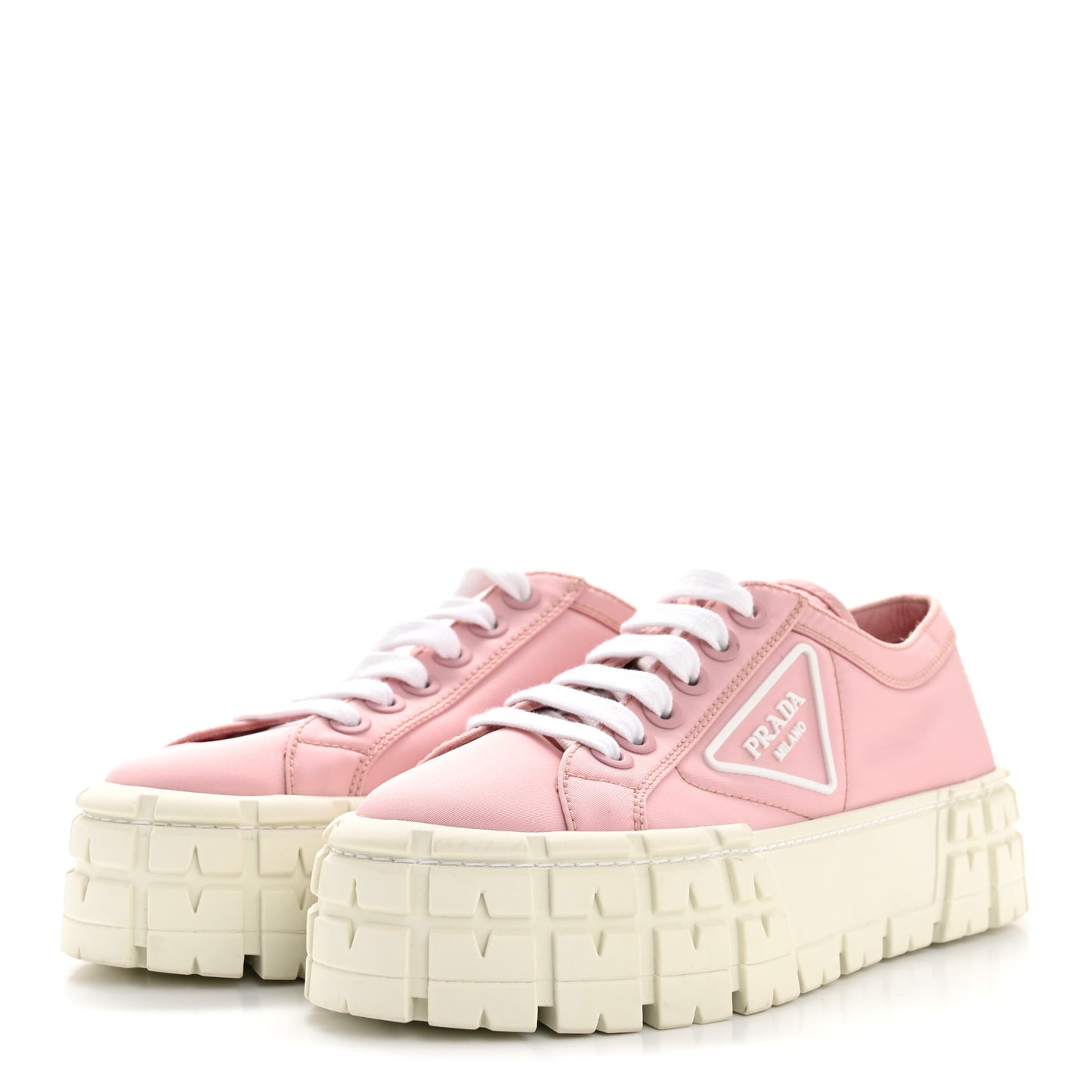 Re-Nylon Gabardine Triangle Logo Double Wheel 50mm Sneakers 38 Alabastro