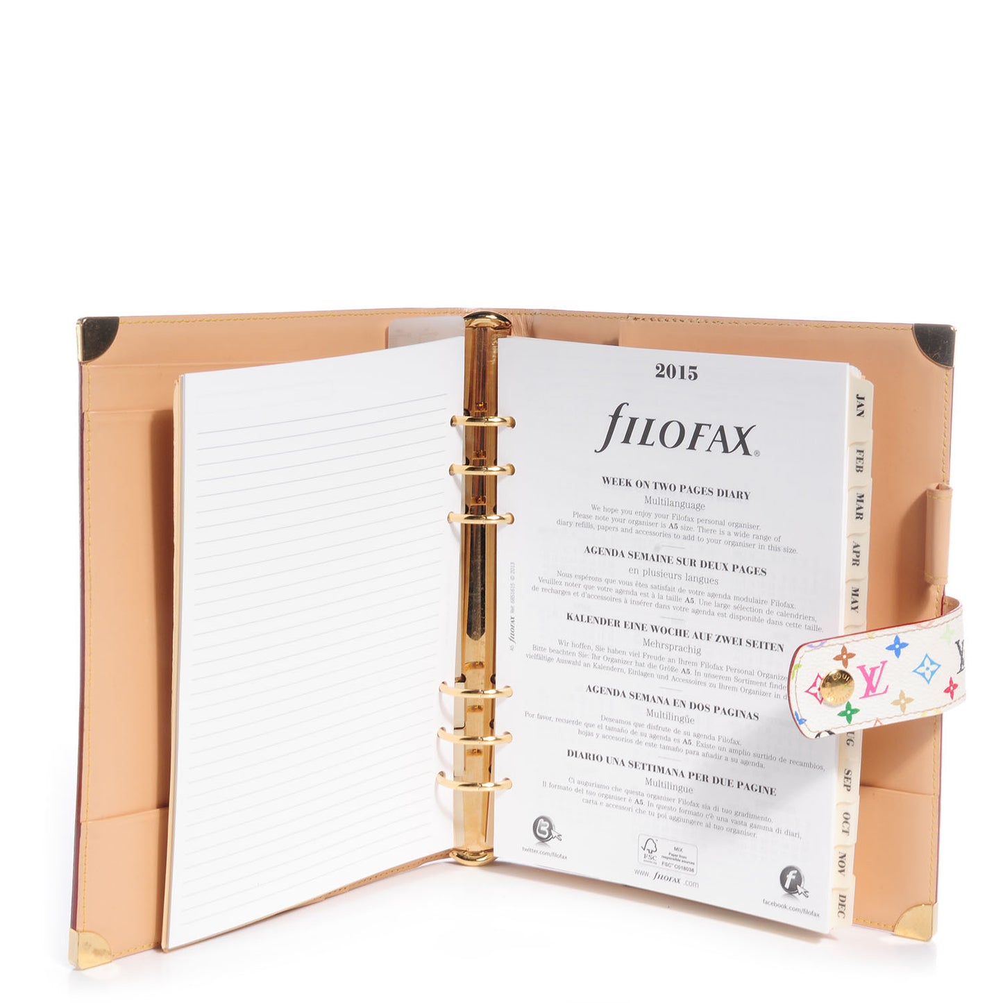 Monogram Multicolor Large Ring Agenda Cover White