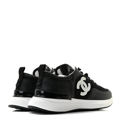 Chanel Calfskin Mesh Lycra Suede Womens Logo Sneakers 38.5 Black 4 of 10