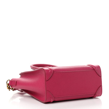Celine Drummed Calfskin Nano Luggage Fuchsia 3 of 9