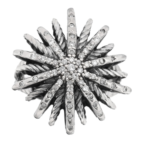 Sterling Silver Diamond 25mm Starburst Ring 57 8