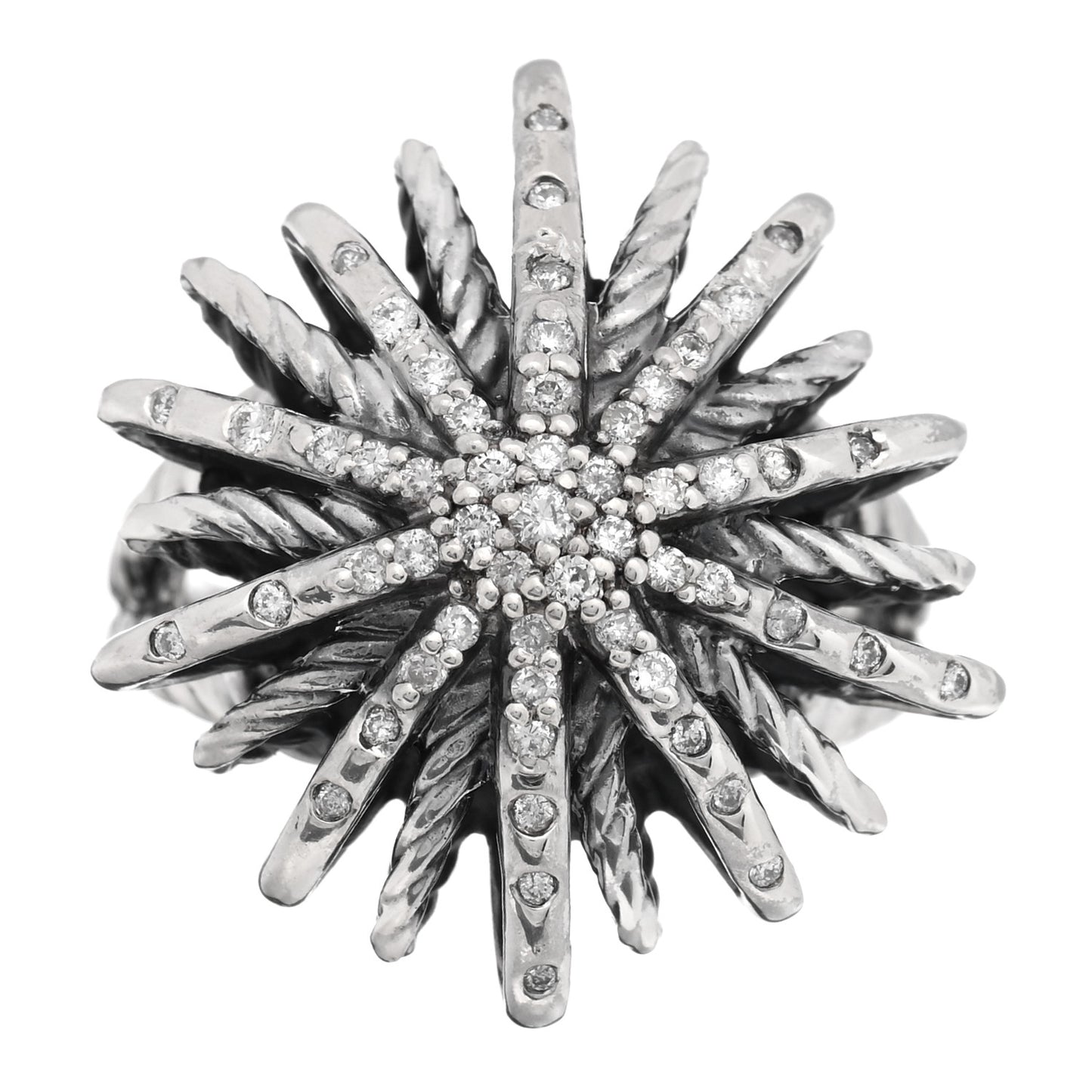 Sterling Silver Diamond 25mm Starburst Ring 57 8