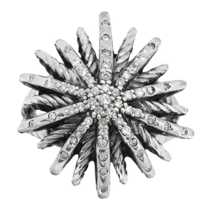 David Yurman Sterling Silver Diamond 25mm Starburst Ring 57 8 1 of 4