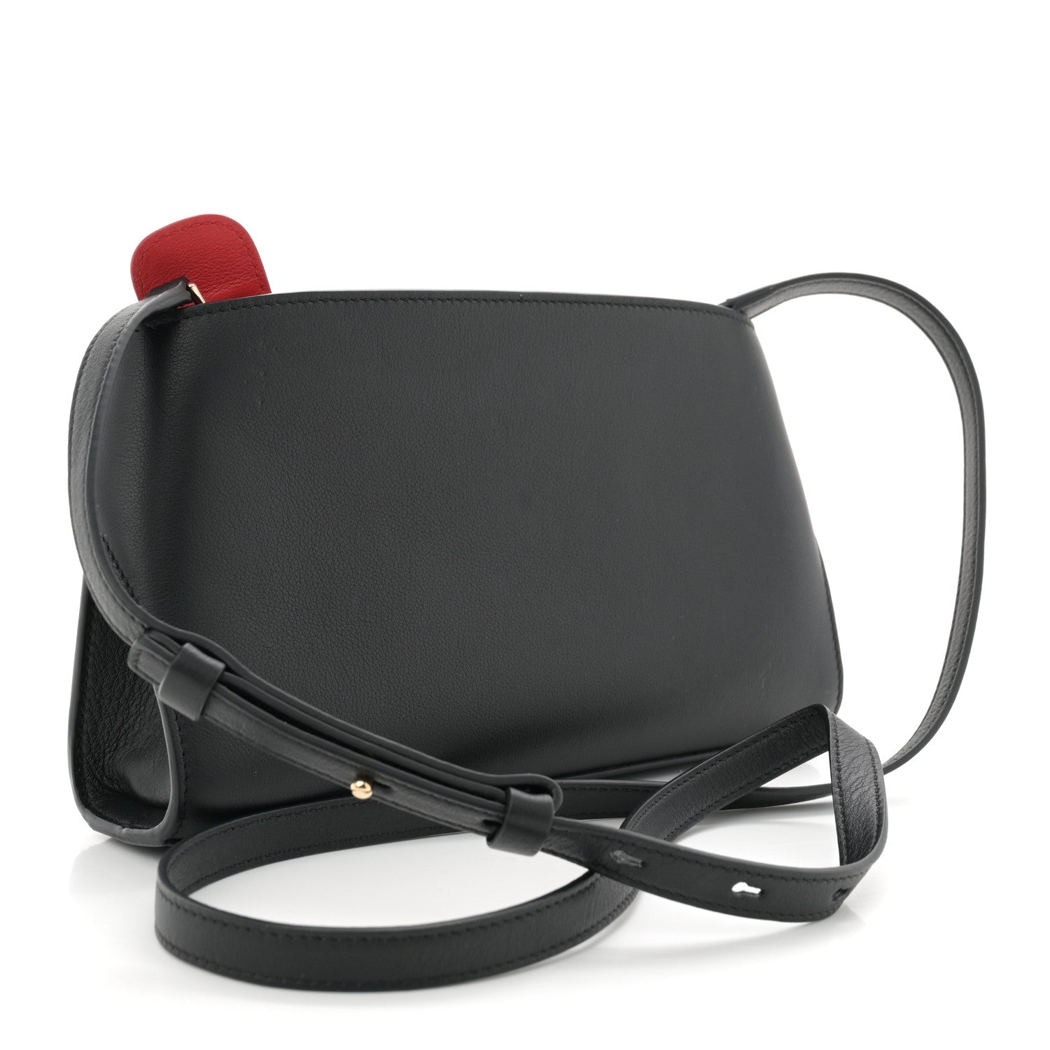 Salvatore Ferragamo Calfskin Mini Hug Crossbody Bag Black Flame Red 3 of 10