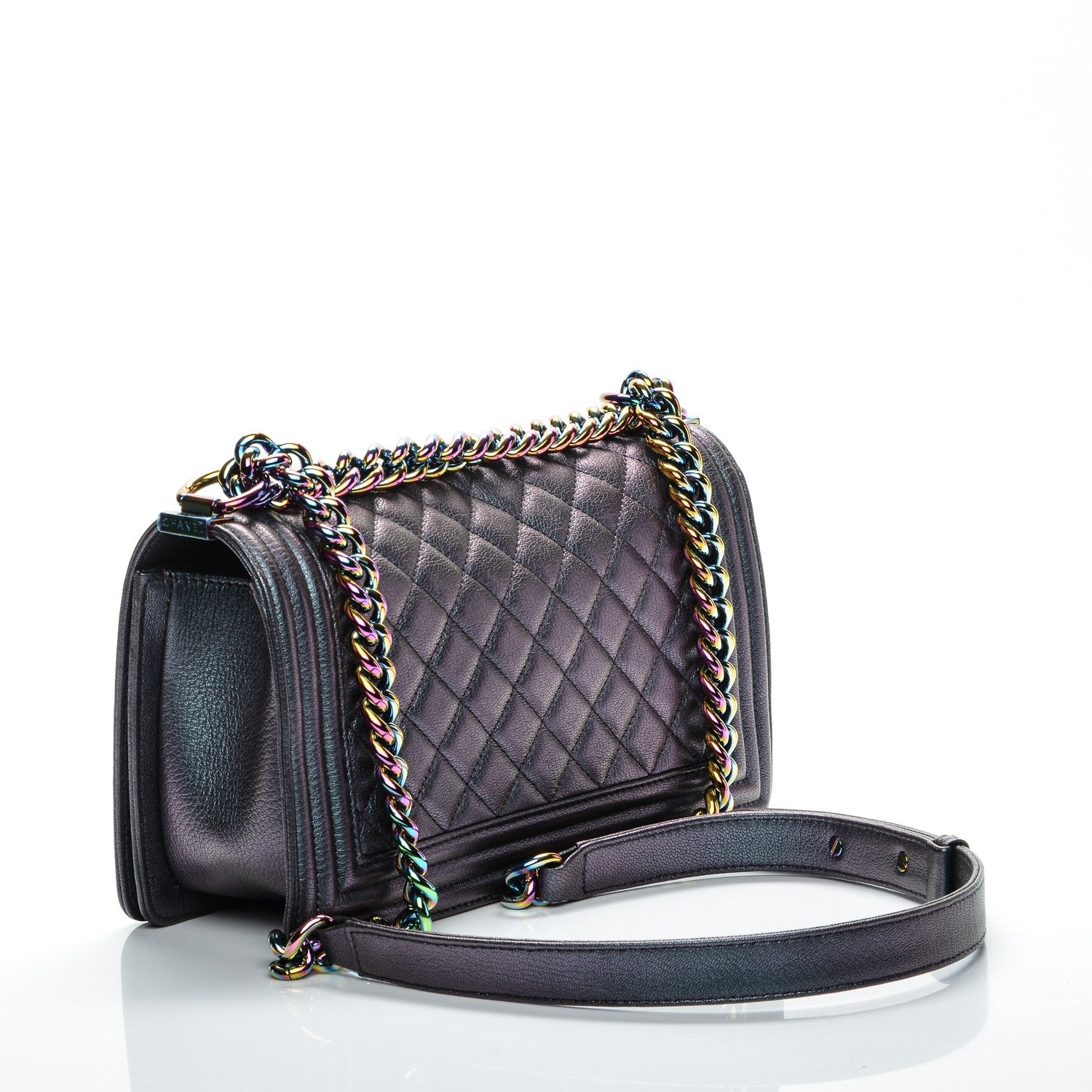 Chanel Iridescent Goatskin Quilted Medium Boy Flap Purple 3 of 7