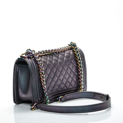 Chanel Iridescent Goatskin Quilted Medium Boy Flap Purple 3 of 7