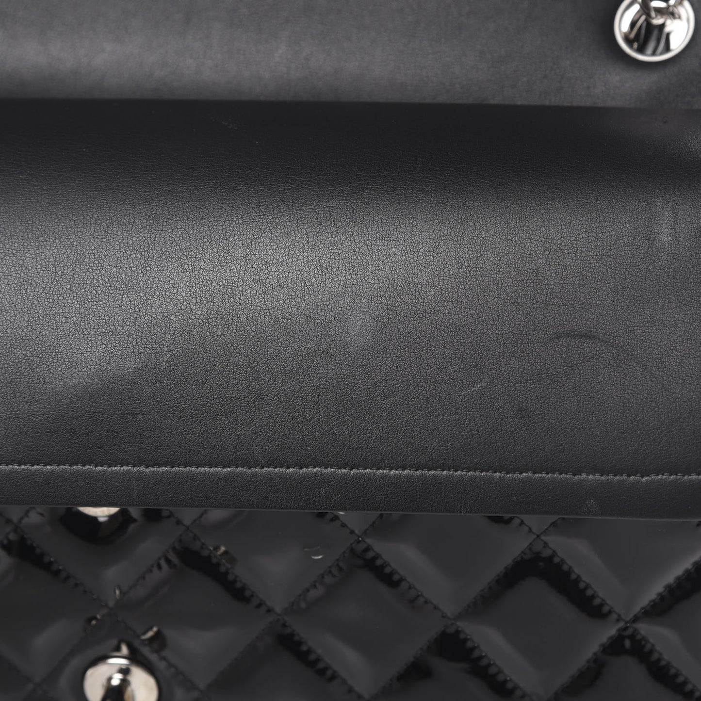 Patent Quilted Jumbo Double Flap Black