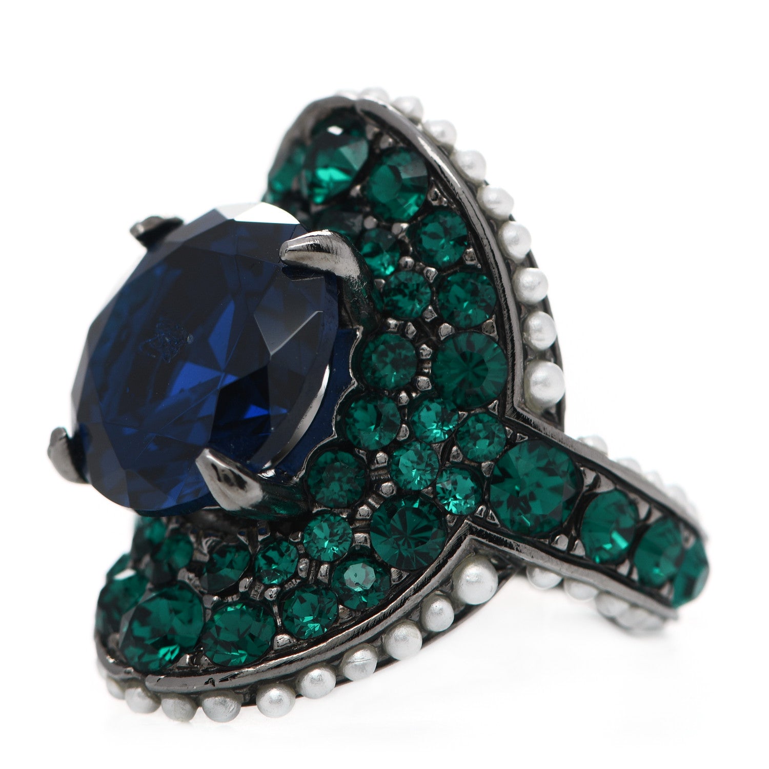 Gucci Swarovski Crystal Pearl Ring 6.5 Multicolor 3 of 7