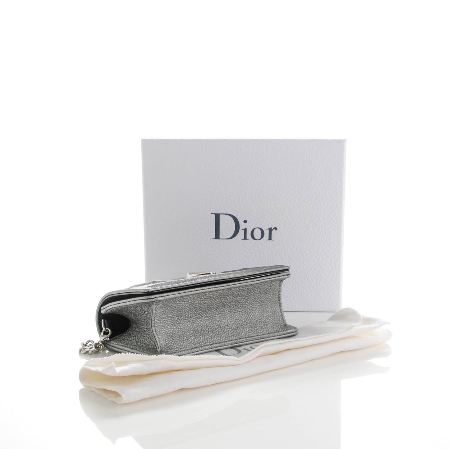 Metallic Grained Calfskin Baby Diorama Flap Bag