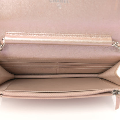 Chanel Metallic Caviar Chevron Quilted Wallet On Chain WOC Light Gold 5 of 10