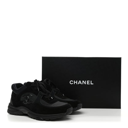 Chanel Suede Calfskin Mixed Fibers CC Sneakers 37 Black 9 of 9