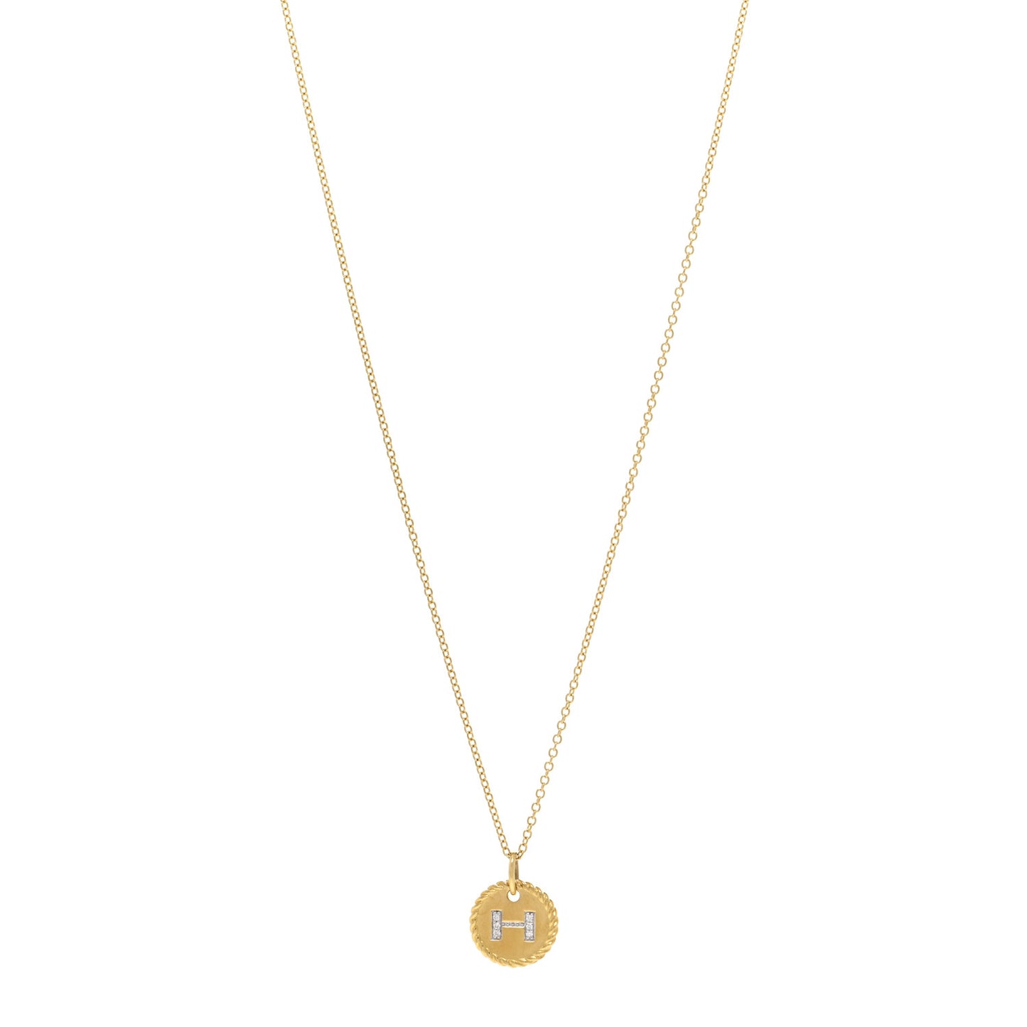 18K Yellow Gold Diamond Initial H Charm Necklace